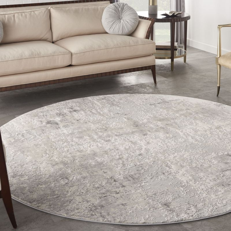 Nourison Rustic Textures Modern Indoor Area Rug Grey/Beige 5'3" x round