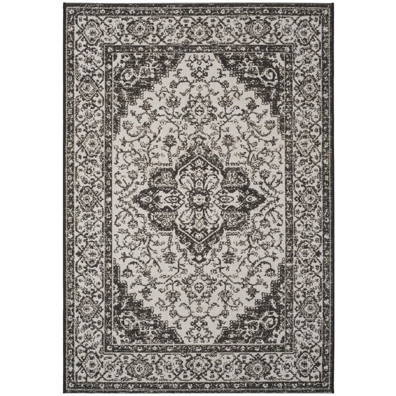Linden LND137 Power Loomed Area Rug - Light Grey/Charcoal - 6'7"x9'2" - Safavieh