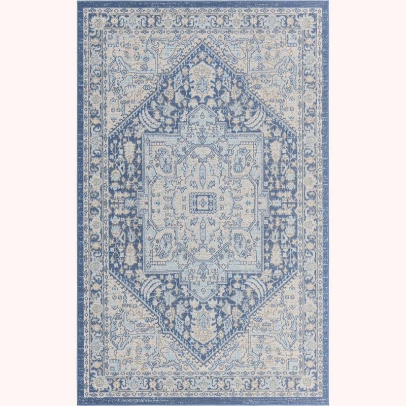 Unique Loom Whitney Collection Area Rug - Milano (5' 3" x 8' Rectangle French Blue/Ivory)