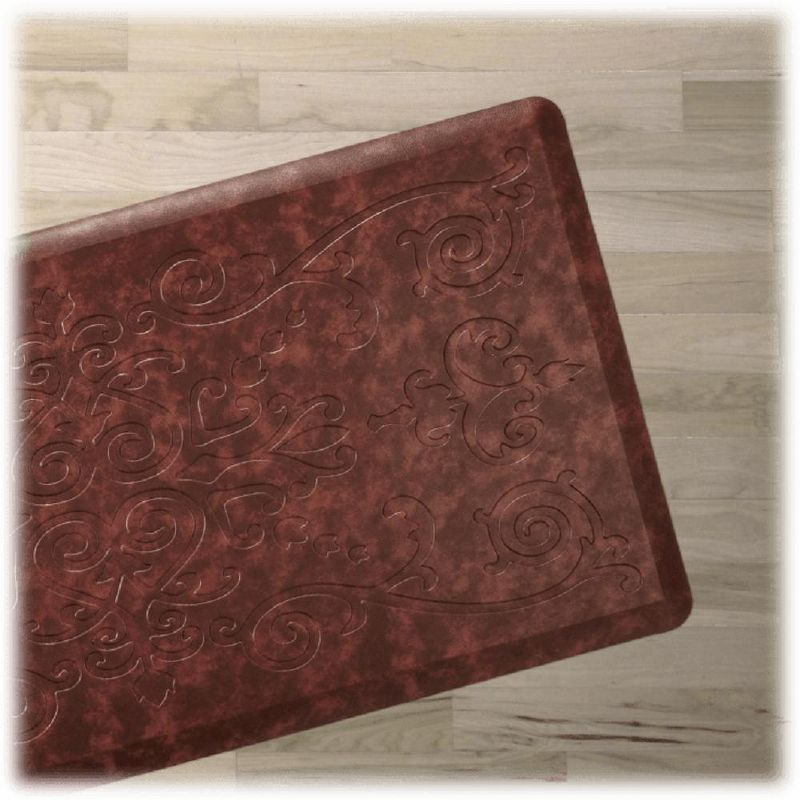 J&V TEXTILES Medallion Embossed Anti-Fatigue Stain-Resistant Cushioned Floor Mats (20" x 39" Burgundy)