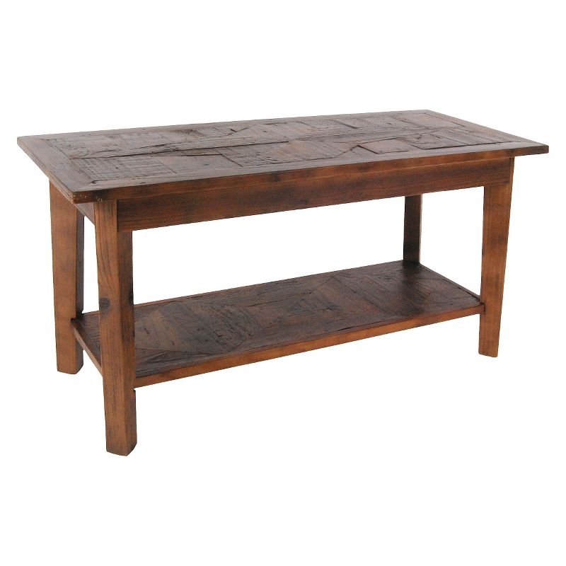 Alaterre Revive 36 in. Solid Wood Bench, 300lbs Weight Capacity, Entryway, Living Room, Storage Shelf, Rustic Industrial Home Decor, Natural