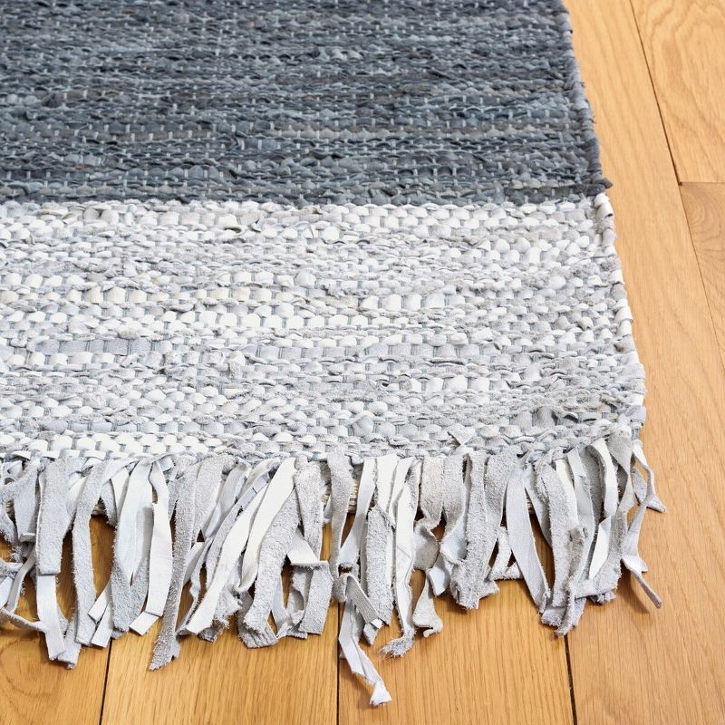 Vintage Leather VTL310 Hand Woven Indoor Accent Rug - Light Grey/Dark Grey - 2'3"x4' - Safavieh