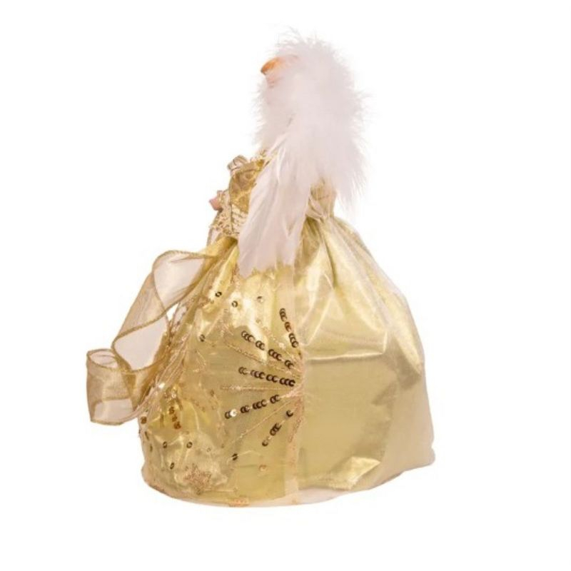 Kurt Adler Battery Operated White and Gold Lighted Angel Treetop 12"