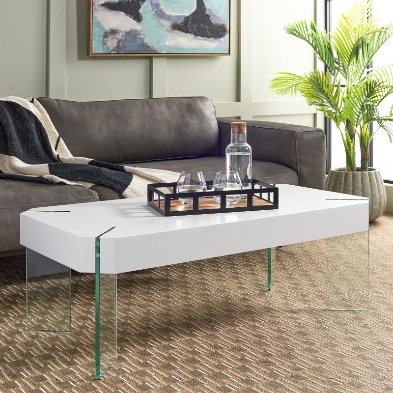 Katelyn Coffee Table - White/Clear - Safavieh