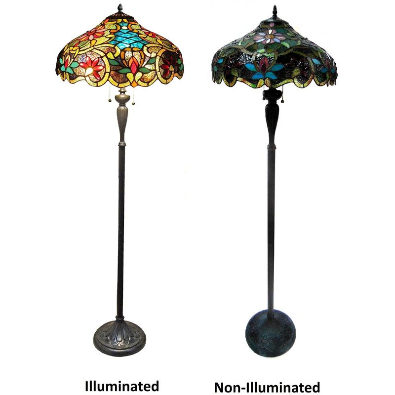 Chloe Lighting Leslie Tiffany-style Victorian 2 Light Floor Lamp 18" Shade