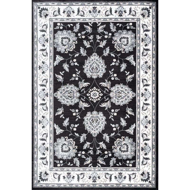 5'x 8' Cherie French Cottage Area Rug, Black/Cream - JONATHAN Y