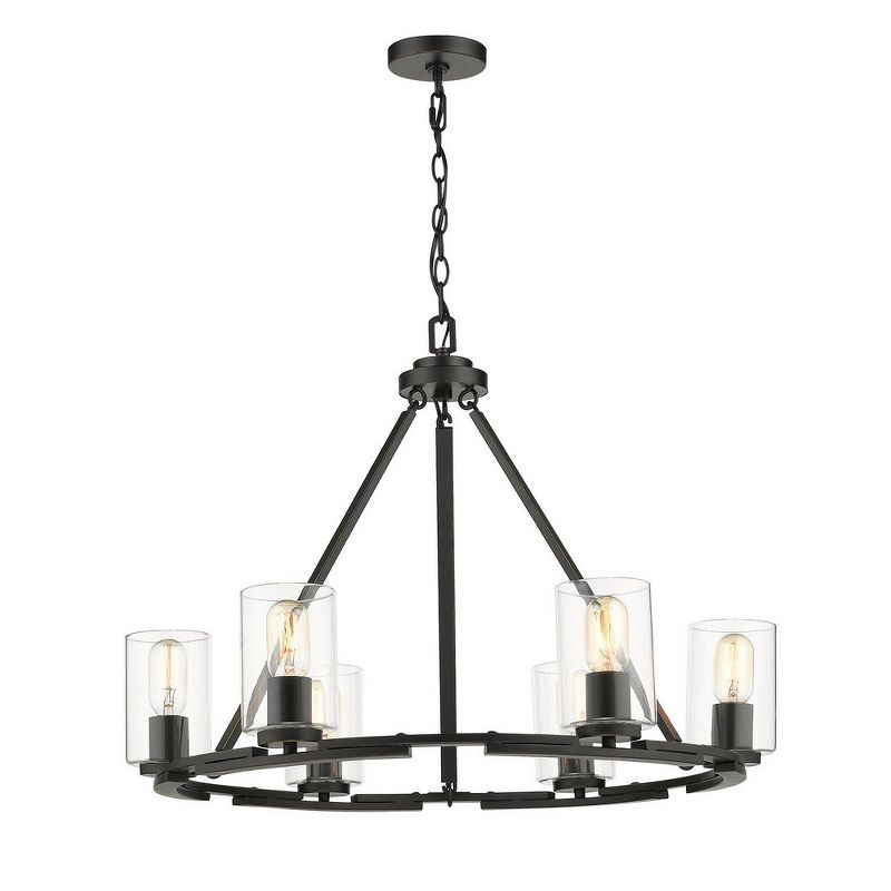 Golden Lighting Monroe 6-Light Chandelier in Matte Black with Gold Highlights and Clear Glass
