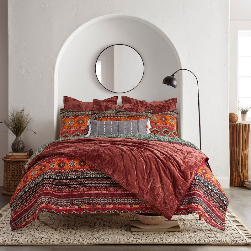 Abruzzi Velvet Red King Quilt - Birch Hill by Levtex Home