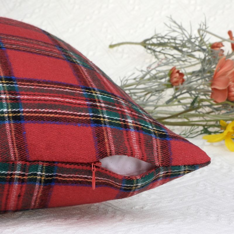 Unique Bargains Festive Plaid Scottish Tartan Pillow Covers 2 Pcs Large Plaid Red 20" x 20"