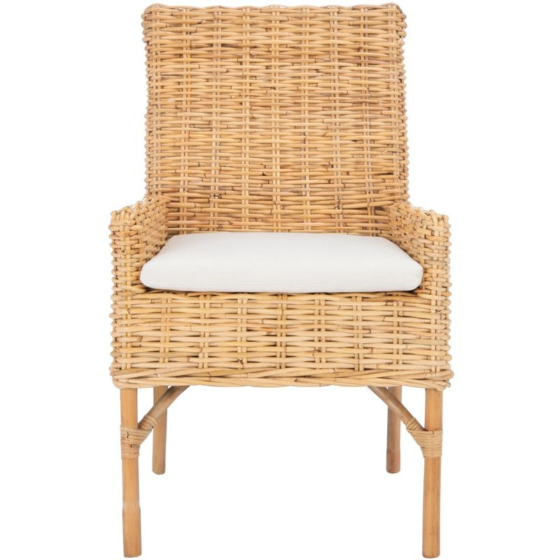 Nancy Rattan Accent Chair W/ Cushion - ACH6518 - White/Natural - Safavieh