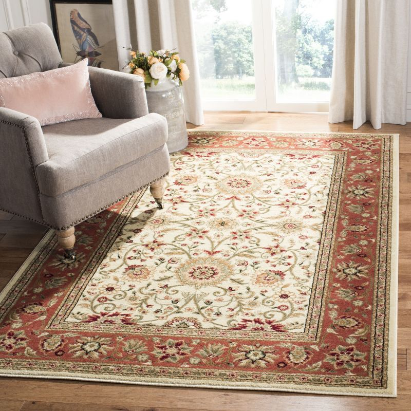 Lyndhurst LNH212 Power Loomed Area Rug - Ivory/Rust - 4'x6' - Safavieh