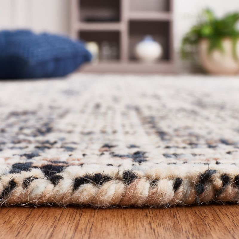 Abstract ABT493 Handmade Tufted Area Rug - Black/Beige - 6'-0" x 6'-0" Square - Safavieh