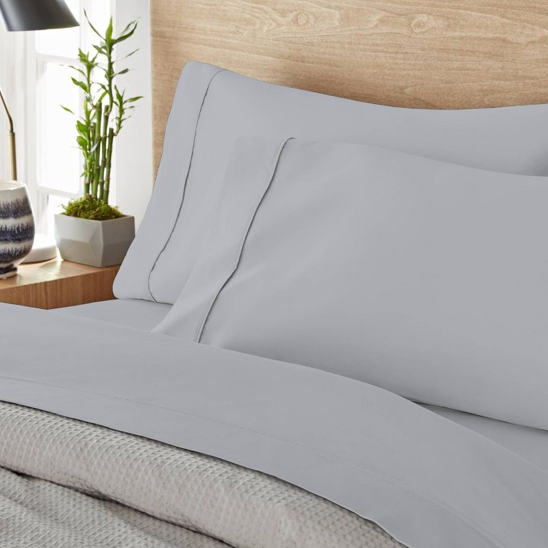 Color Sense King 1200 Thread Count Cotton Blend Sateen Sheet Set Soft Silver