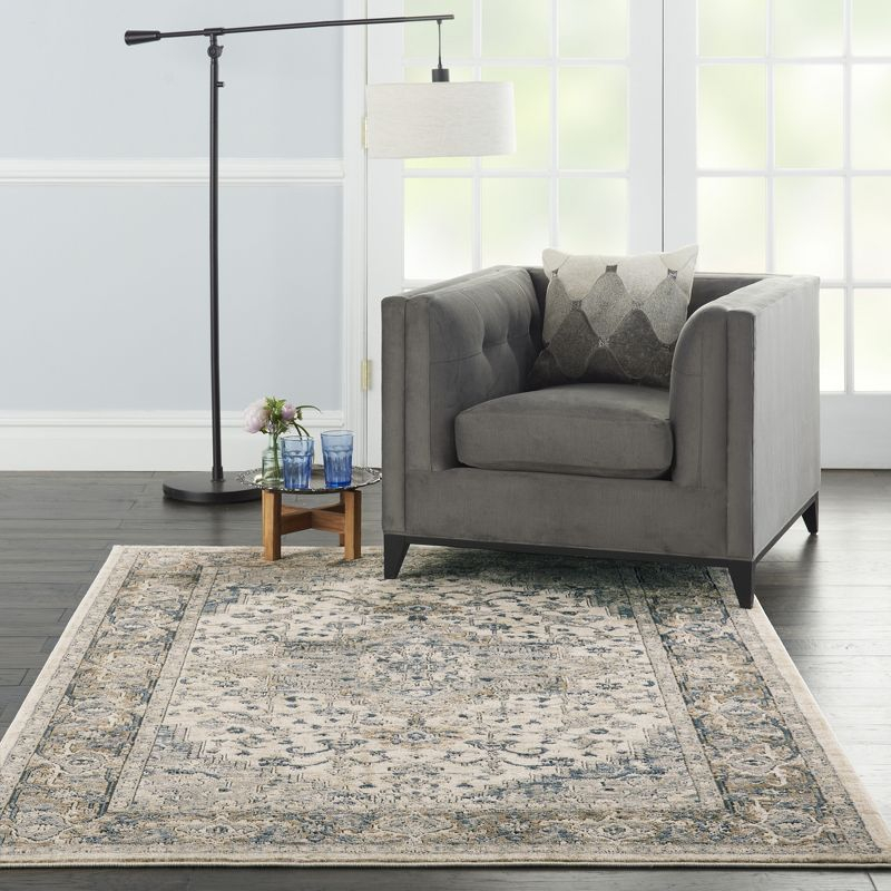 Nourison Concerto Center Medallion Indoor Rug Ivory/Grey 6' x 9'