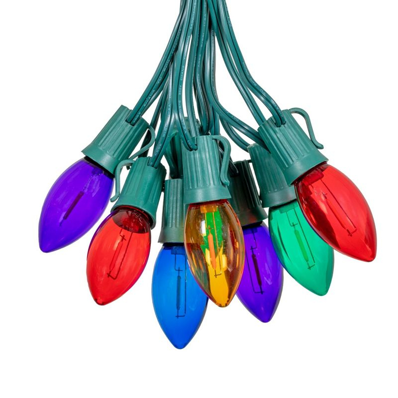 Novelty Lights C9 LED Christmas Multicolor Smooth Plastic Light Set, Green Wire (25 Bulbs, 25 Feet)