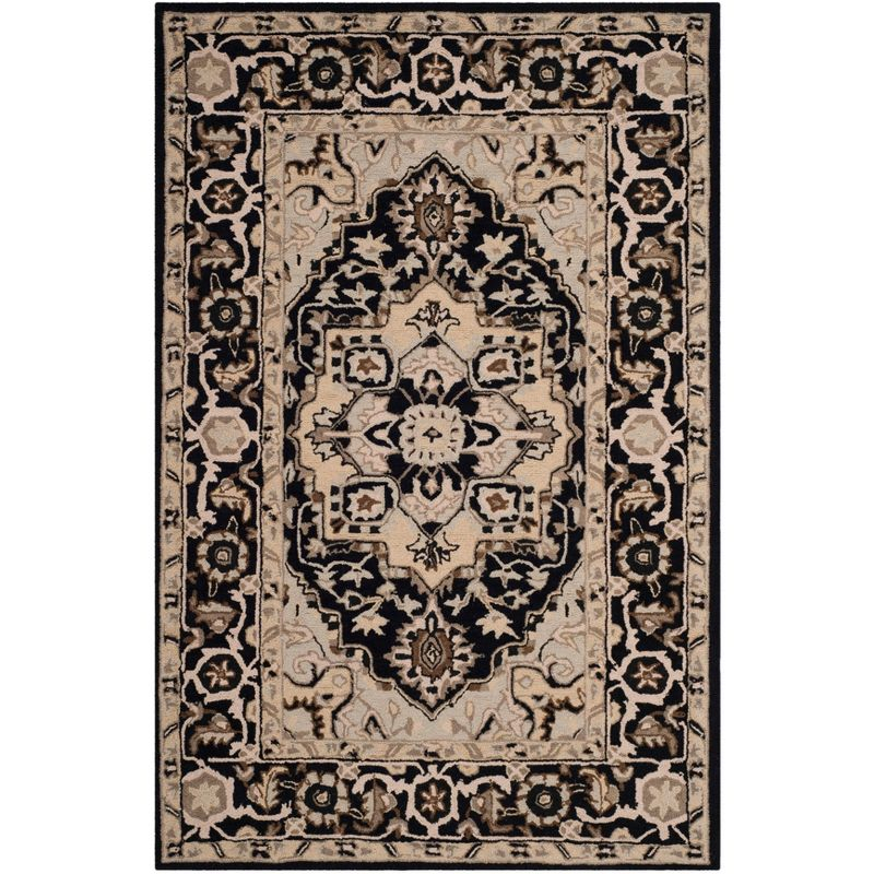 Chelsea HK709 Hand Hooked Area Rug - Black/Natural - 3'9"x5'9" - Safavieh.