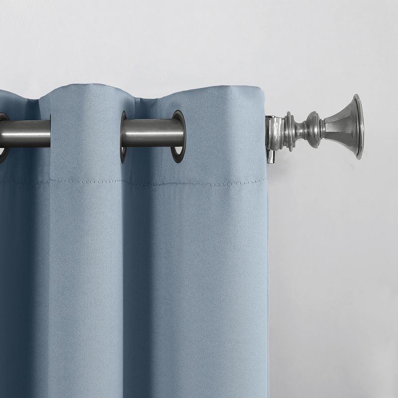 54"x63" Sun Zero Room Darkening Seymour Grommet Curtain Panel Vintage Blue: Modern Thermal Insulated, Noise Reduction