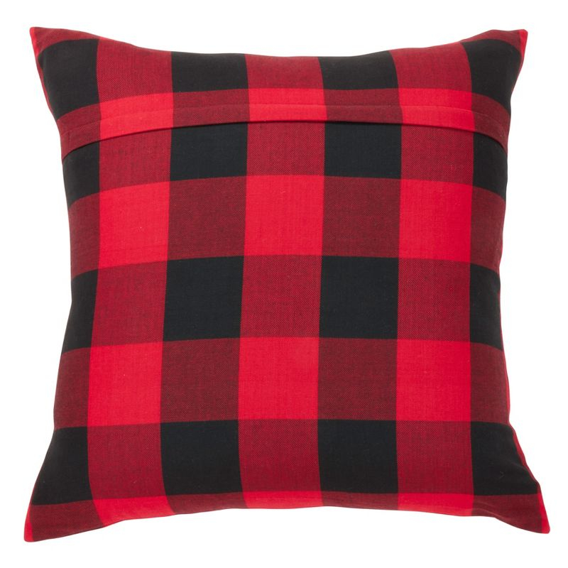Saro Lifestyle Buffalo Plaid  Decorative Pillow Cover, Red, 28" x 28"