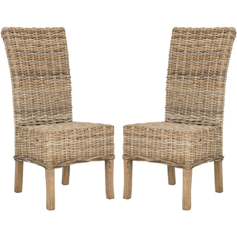 Quaker 19" H Rattan Side Chair (Set of 2) - FOX6521 - Natural Unfinished/Rustic Grey - Safavieh Couture