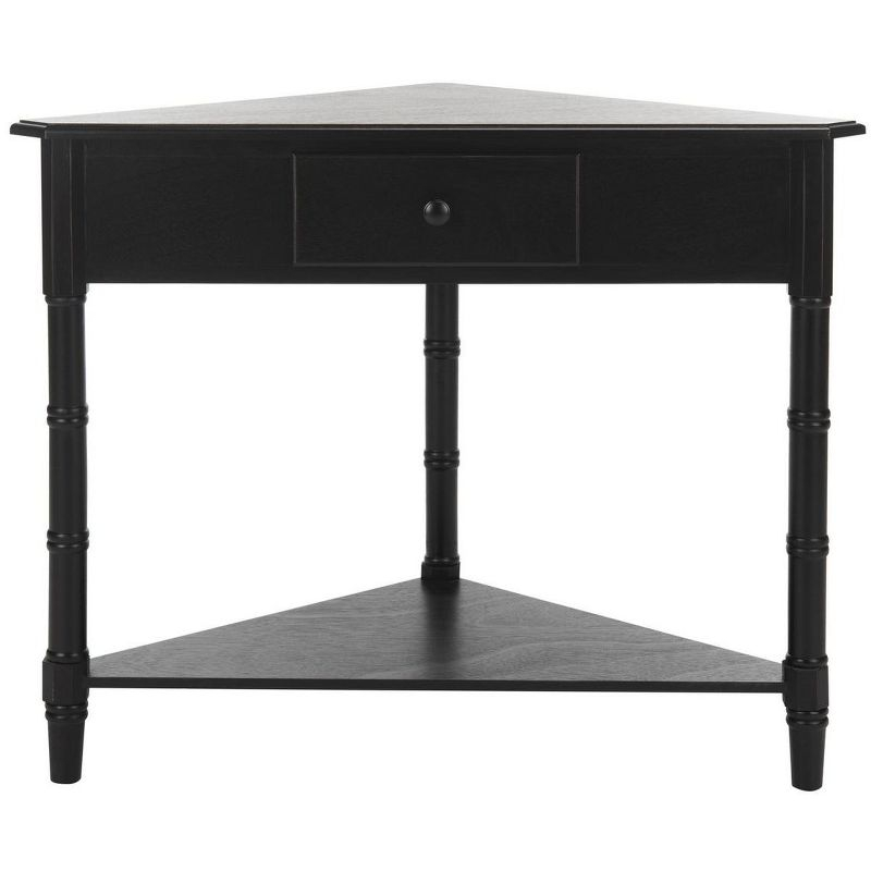 Gomez Corner Console Table - Distressed Black - Safavieh