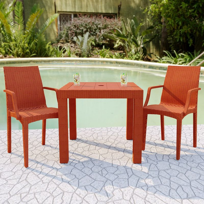 LeisureMod Mace Modern Dining Arm Chair for Indoor and Outdoor Home in Orange