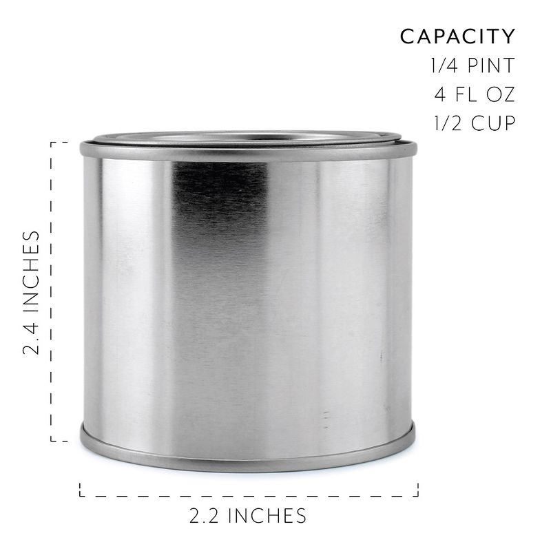 Cornucopia Brands Metal Paint Cans Quarter Pint Size w/ Lids, 6pk, Empty Unlined Mini Paint Pails