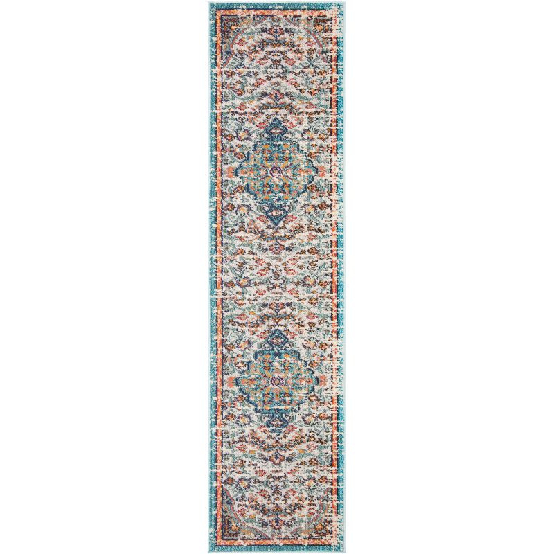 Madison MAD447 Power Loomed Indoor Runner Rug - Grey/Light Blue - 2'2"x6' - Safavieh