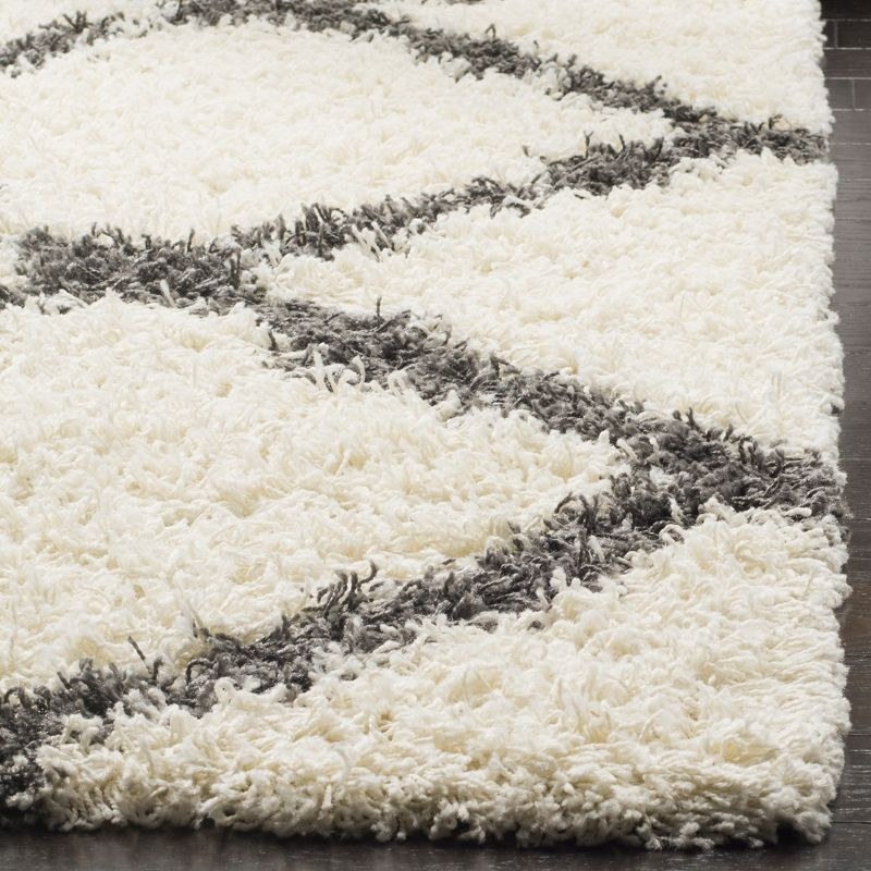 Dallas Shag SGD257 Power Loomed Area Rug - Ivory/Dark Grey - 4'x4' - Safavieh.