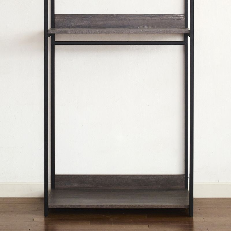 AndMakers Monica Farmhouse Industrial Wood Walk-in Closet with Two Shelves in Rustic Gray