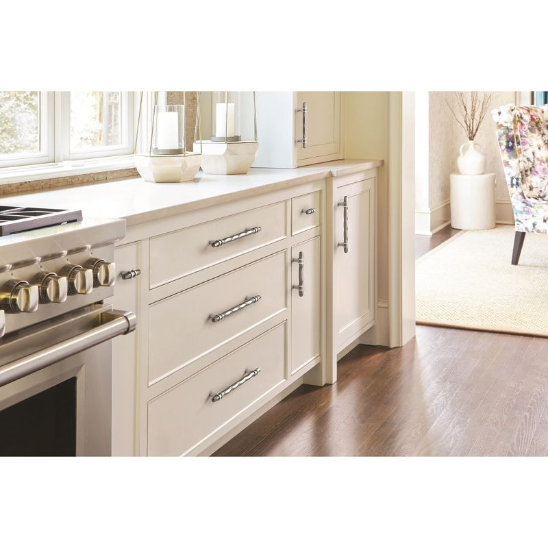 Amerock London 8 inch (203mm) Center-to-Center Satin Nickel/Polished Chrome Cabinet Pull