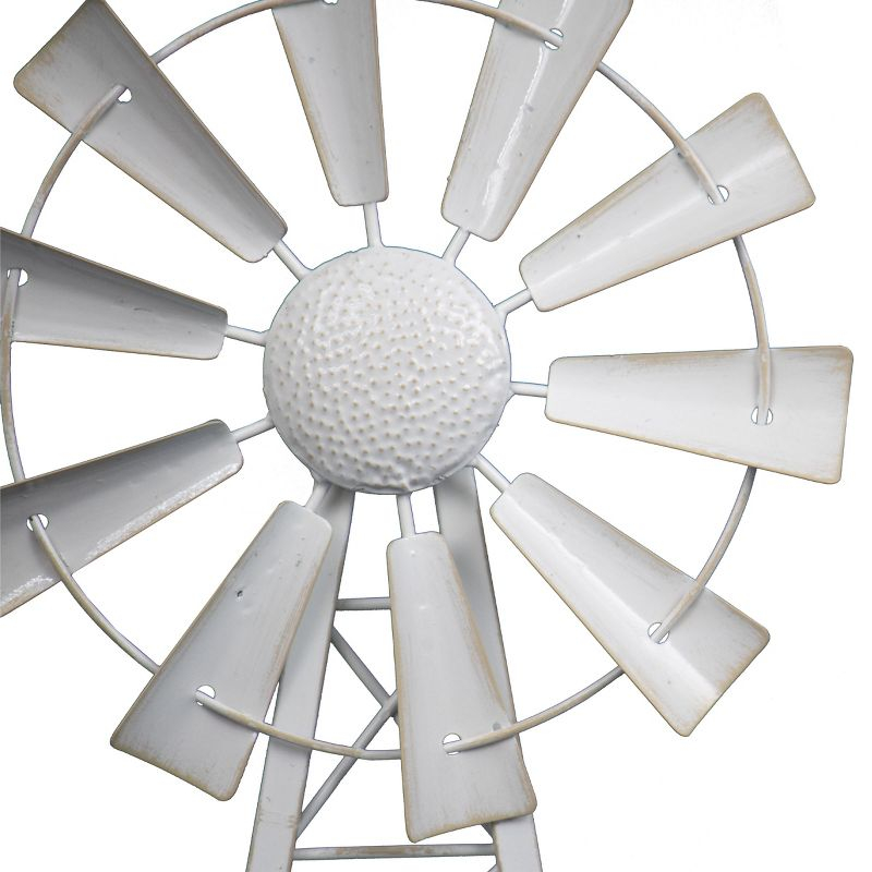 Small White Enamel Metal Windmill Table Decor - Foreside Home & Garden