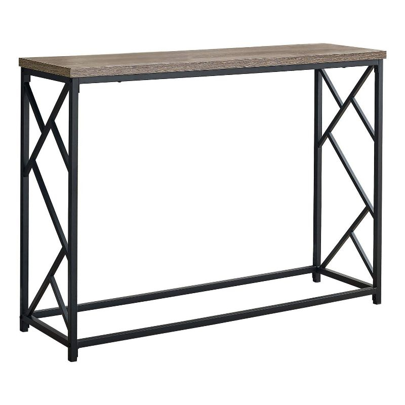 Monarch Specialties Accent Table Console Entryway Narrow Sofa Living Room Bedroom Brown Laminate Black Metal Contemporary Modern