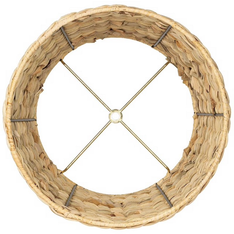 Springcrest Woven Seagrass Small Drum Lamp Shade 10" Top x 12" Bottom x 8.25" Slant x 8" High (Spider) Replacement with Harp and Finial