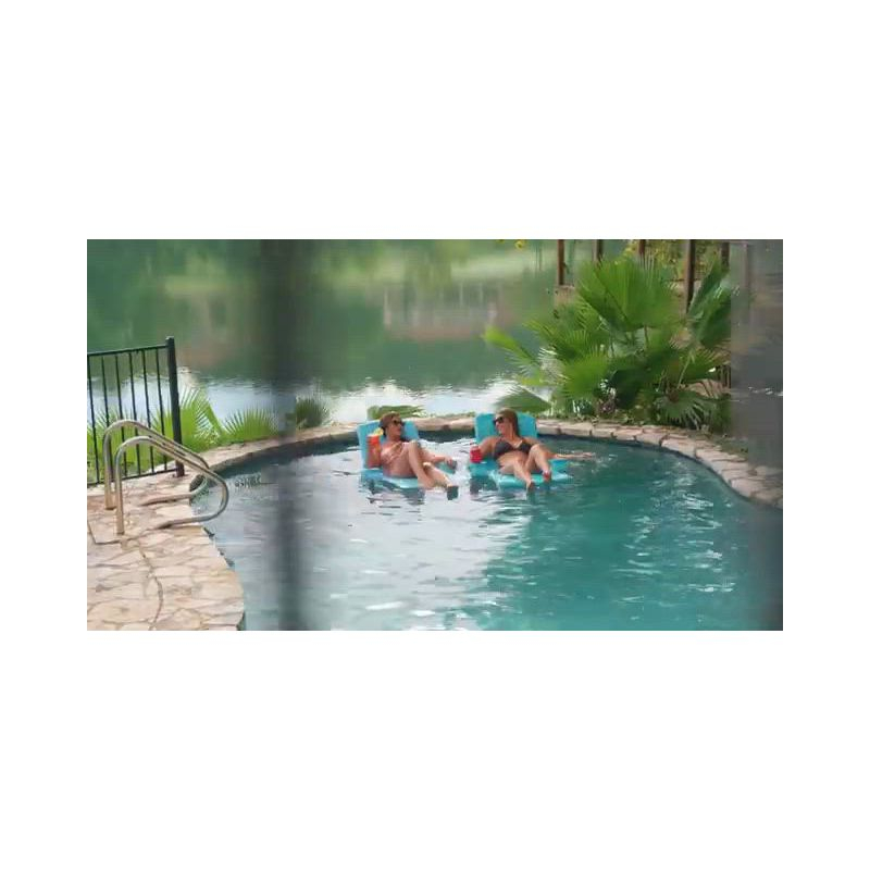 TRC Recreation Folding Baja II Lounger Foam Swimming Pool Float, Portable Floating Lounger with 2 Cup Holders for Beach Essentials, Bahama Blue