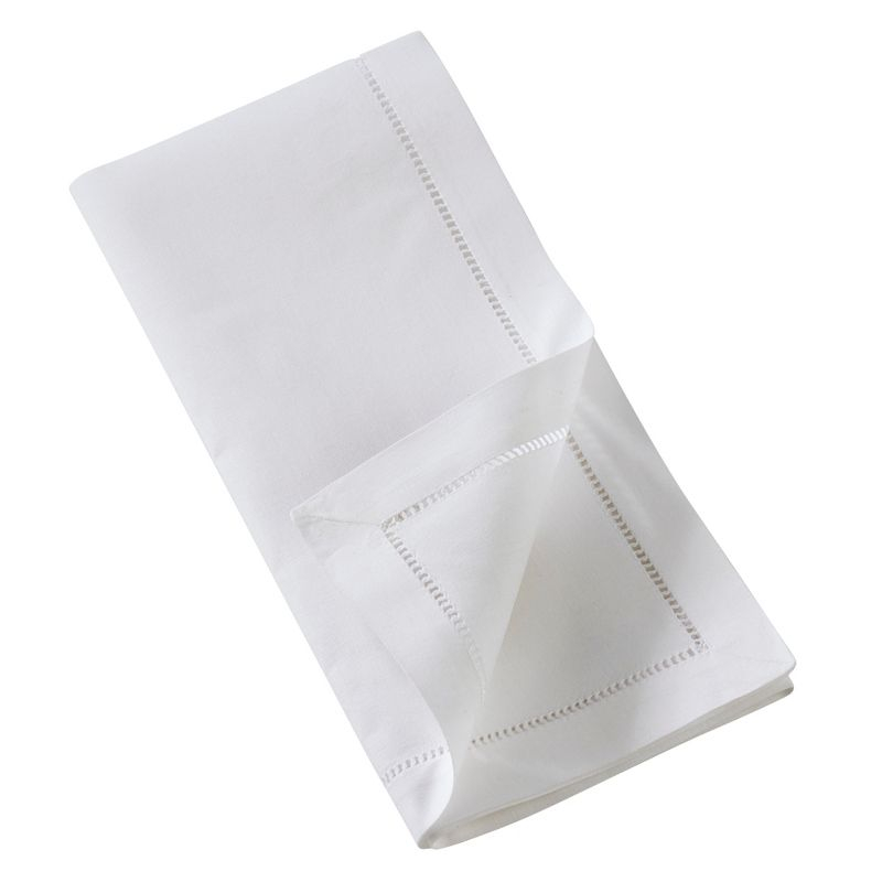 Saro Lifestyle Embr'd Woodpecker Hemstitch Napkin, 20" Square, White (Set of 6)