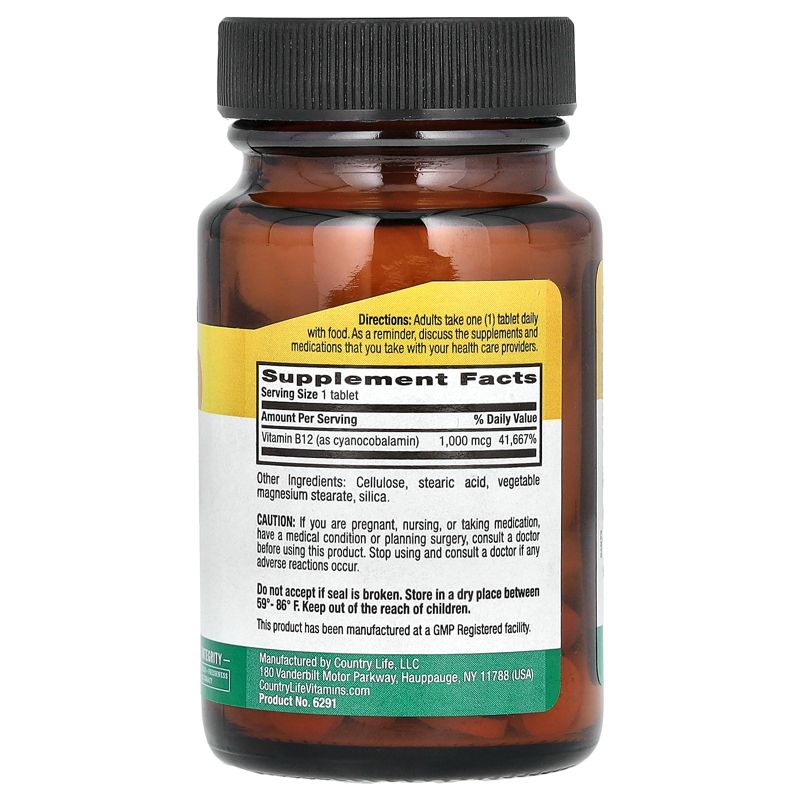 Country Life Vitamin B12, 1,000 mcg, 60 Tablets
