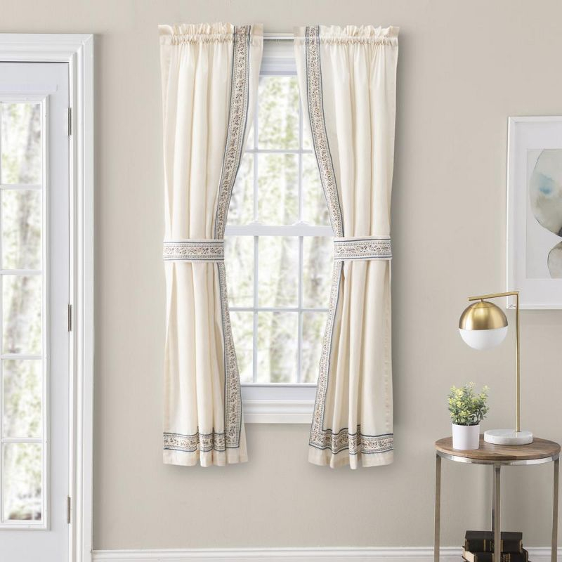 Ellis Curtain Richmark Tailored Rod Pocket Design Curtain Panel Pair for Windows with Ties 70" x 72" Natural