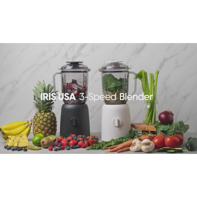 IRIS USA 3-Speed High-Power Professional-grade Countertop & Kitchen Blender - 50 oz Tritan Jar, Titanium-Coated Stainless Steel -Blades