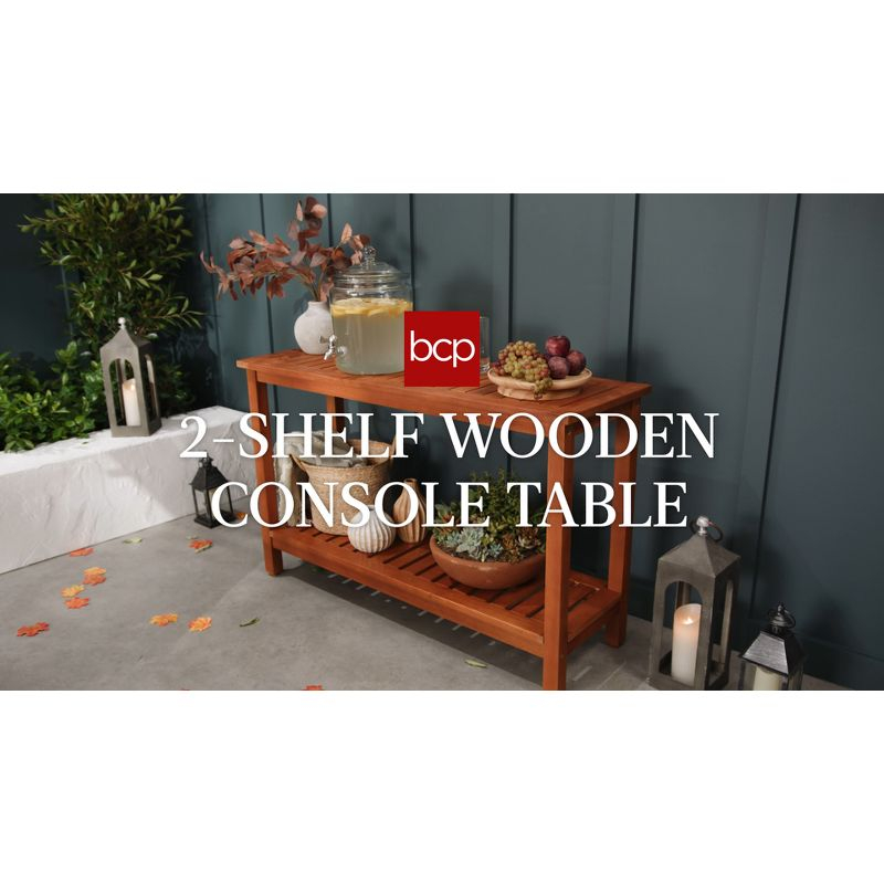 Best Choice Products 48in 2-Shelf Indoor Outdoor Wooden Console Table Multifunctional Buffet Bar Storage - Espresso