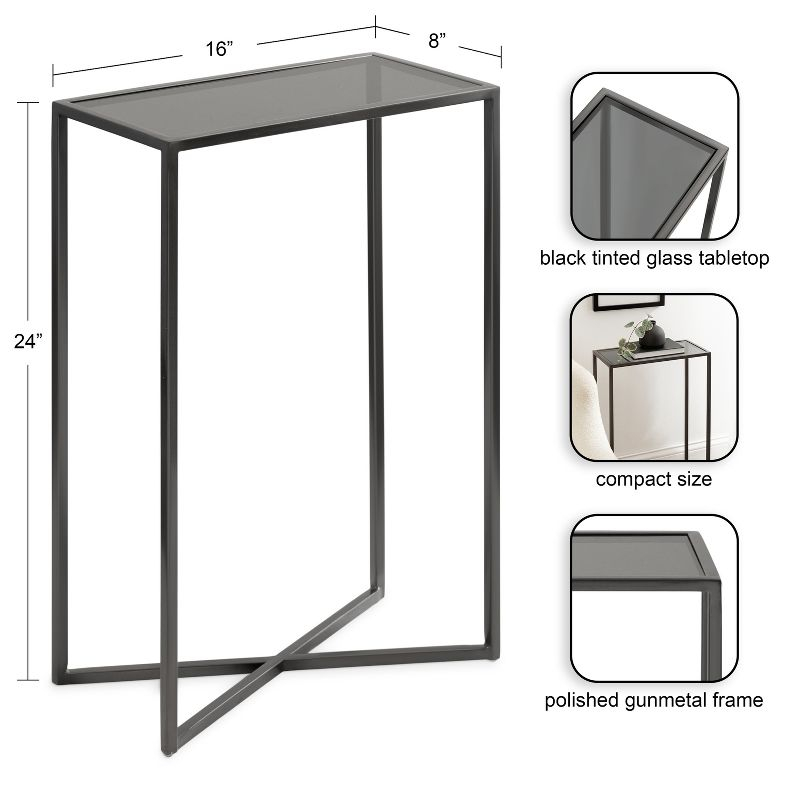 Kate and Laurel Jaspur Rectangle Metal Side Table, 16x8x24, Pewter
