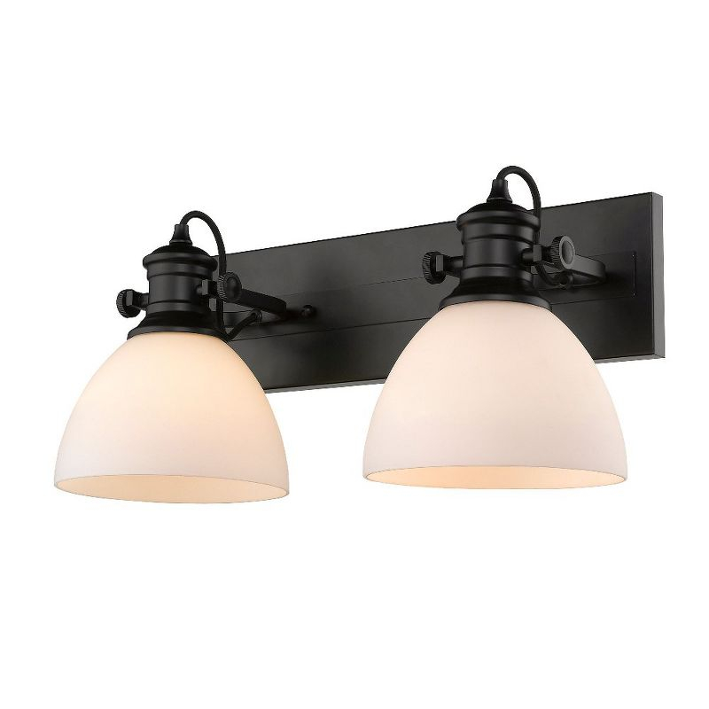 Golden Lighting Hines 2-Light Semi-flush in Matte Black with Seeded Glass