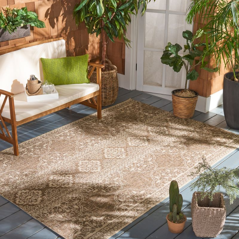 Beach House BHS174 Power Loomed Indoor/Outdoor Area Rug - Cream/Beige - 5'3"x7'6" - Safavieh
