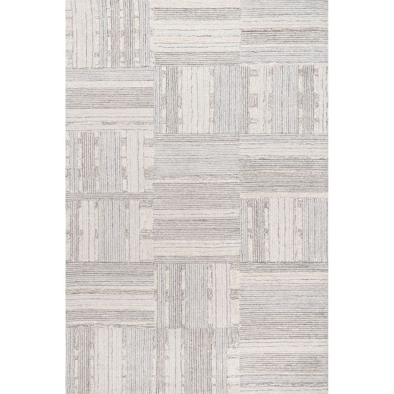 Nuloom Deco Striped Tile Wool Area Rug, 4' x 6', Light Grey