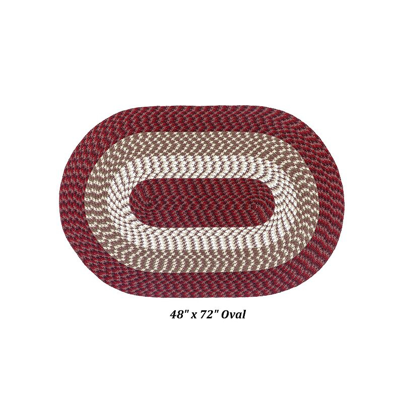 48" x 72" Alpine Collection Burgundy Stripe Reversible Indoor Area Utility Oval Rug - Better Trends