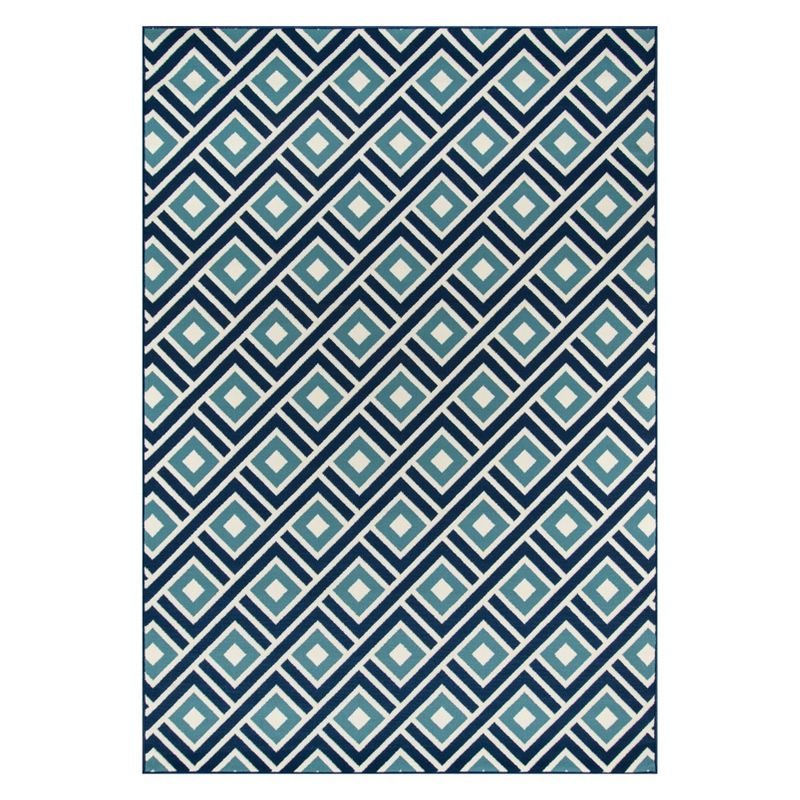 Indoor/Outdoor Blue Squares Rug