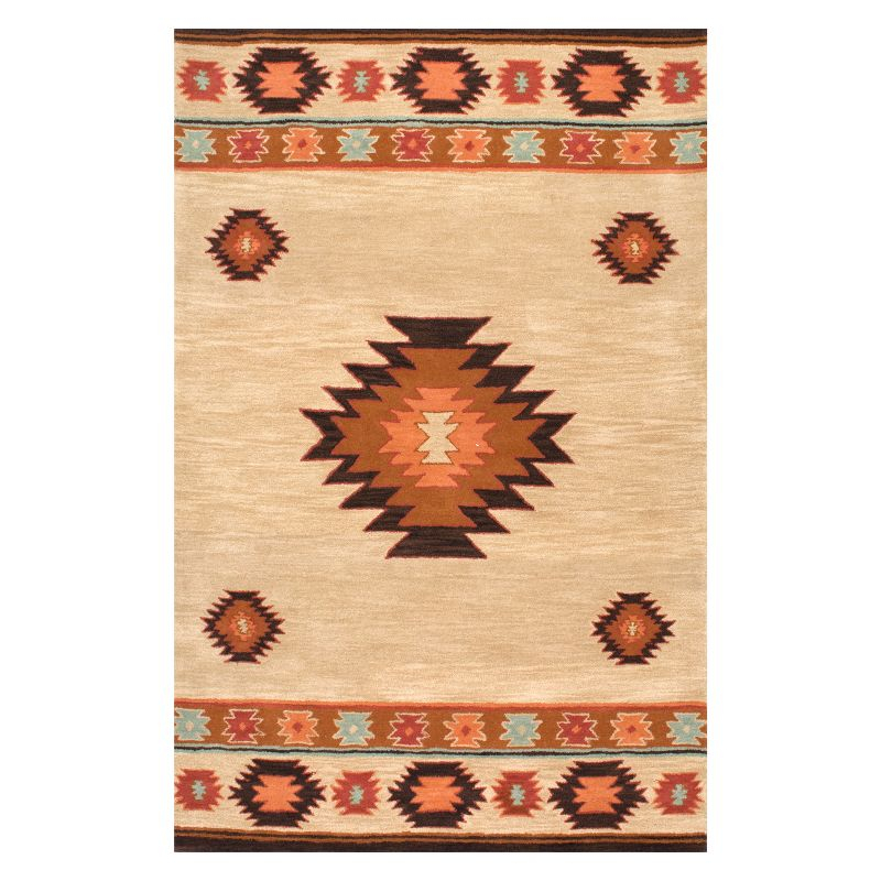 4'x6' Hand Tufted Shyla Area Rug Beige - nuLOOM: Wool, Bohemian Style, Medium Pile, Indoor Use