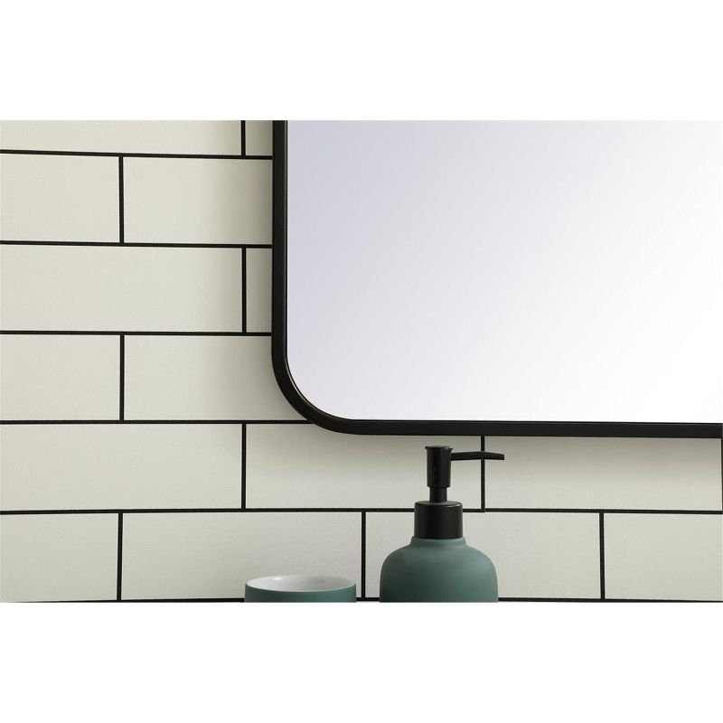 Elegant Lighting Soft corner metal rectangular mirror 27x36 inch in Black