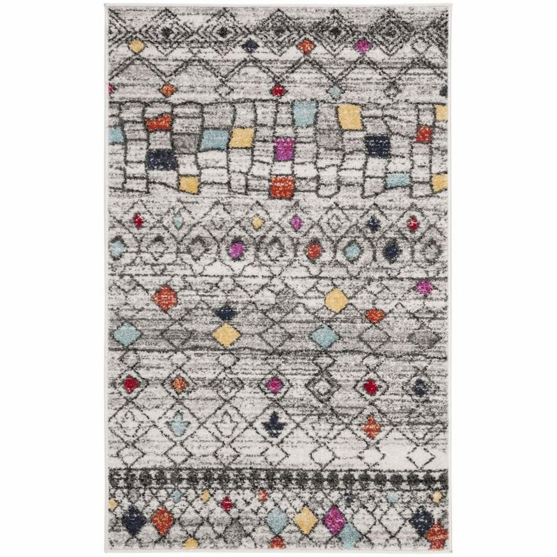 Adirondack ADR204 Power Loomed Area Rug - Light Grey/Fuchsia - 4'x6' - Safavieh.