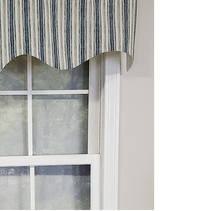RLF Home Luxurious Modern Design Classic Brunswick Stripe Regal Style Window Valance 50" x 17" Denim