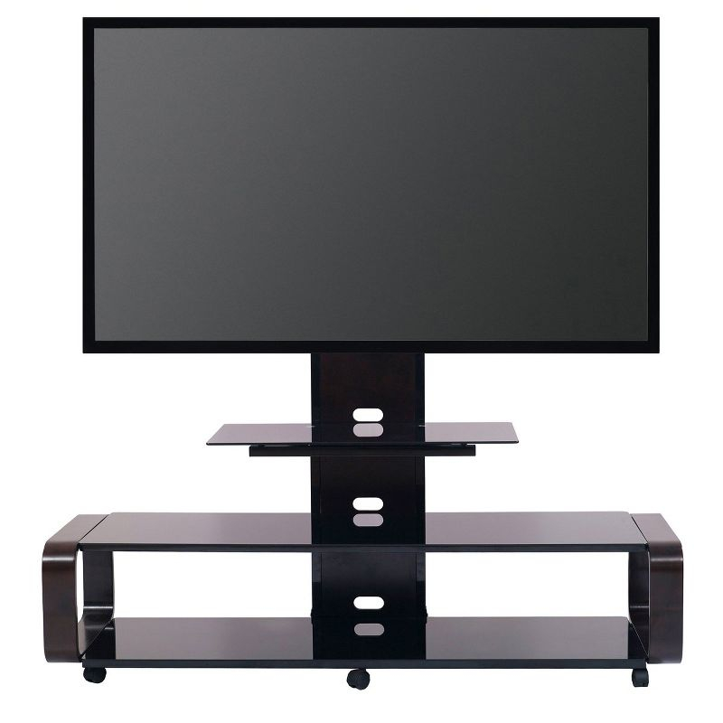 TransDeco Flat panel TV mounting system w/ 3 AV shelves for up to 85Inch plasma or LCD/LED TVs - Espresso/Black